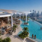 Organic architectural shade structure installed on a rooftop hospitality terrace.