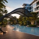 Luxury poolside sculptural canopy inspired by organic natural forms.